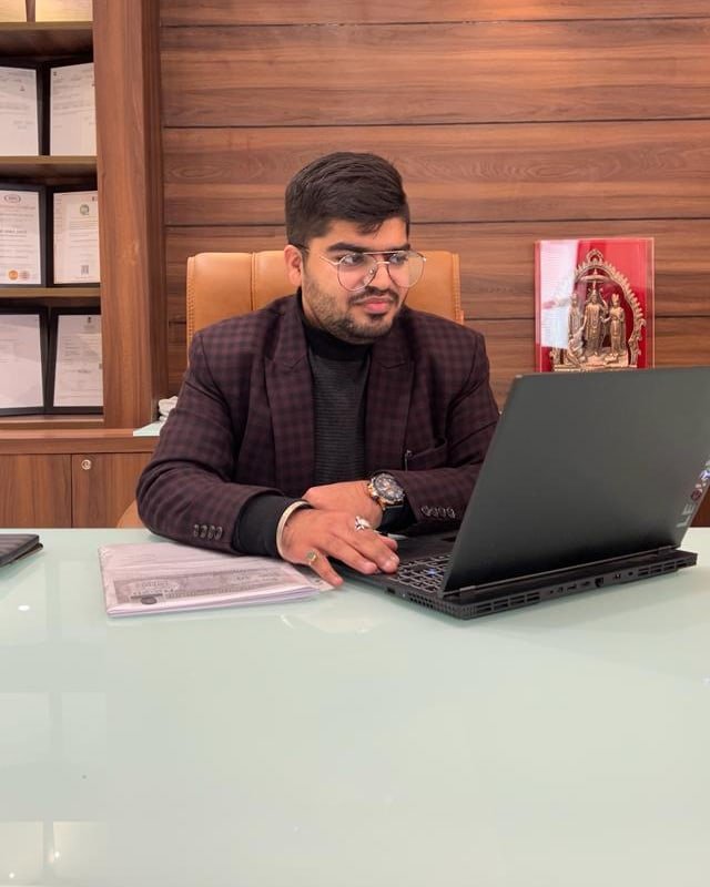 Khushal Arora, Director of Stenkem Biolife, at his desk in the company's Karnal office.